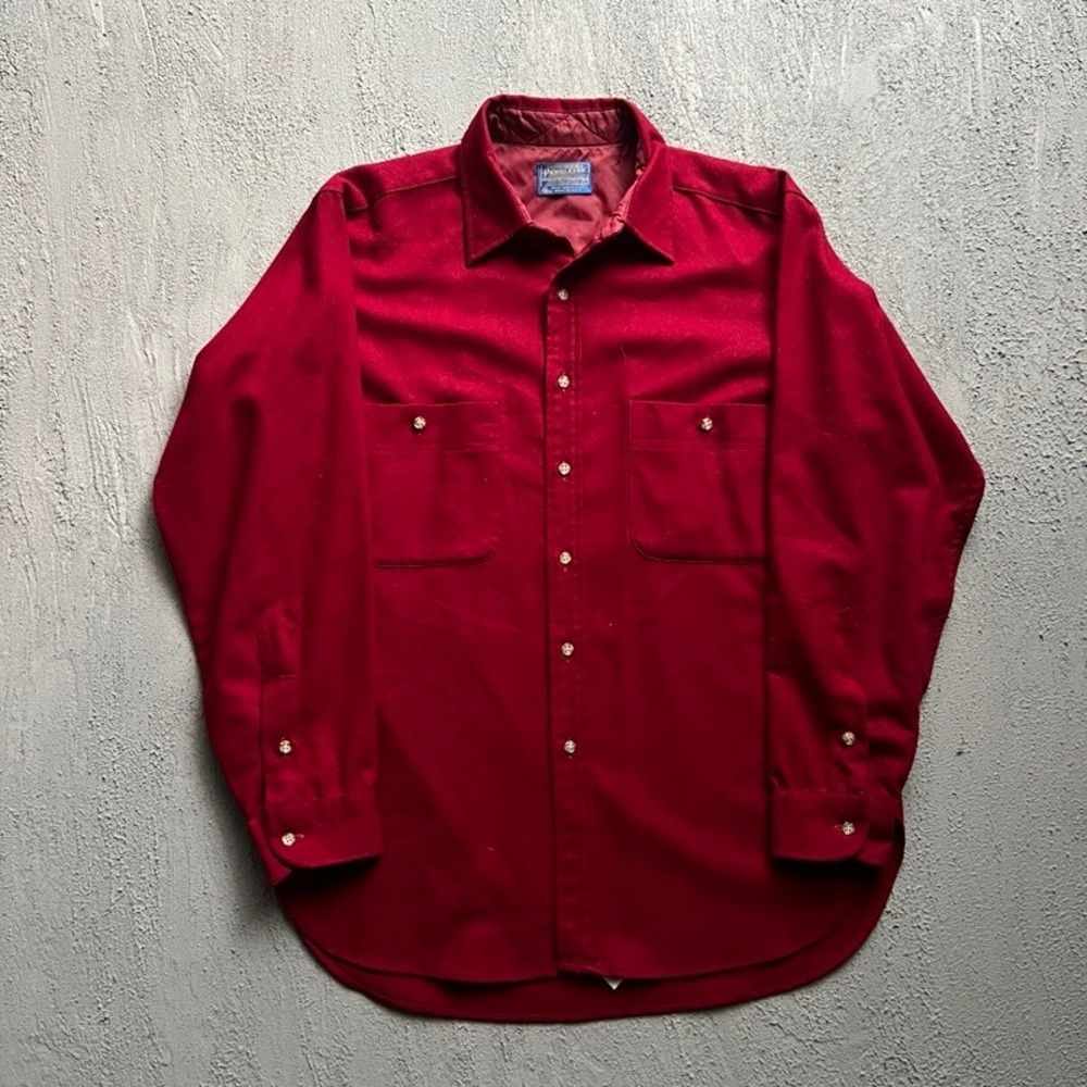 Vintage Pendleton Wool Shirt Men Large Red 1970s Board Shirt Flannel